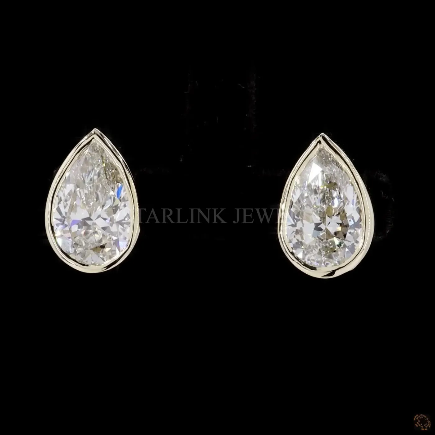2.00 Ct Pear Diamond Bezel-Set Drop Earrings – view 4