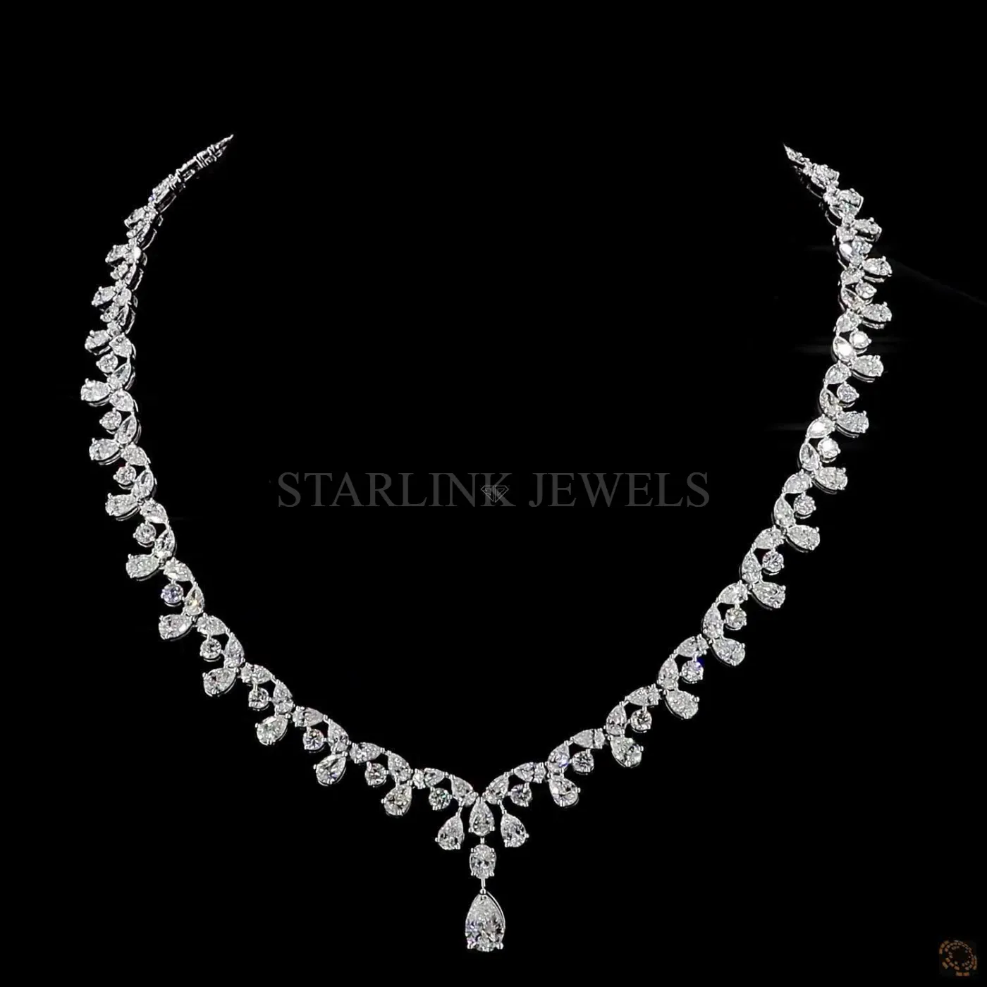 29.25 Ct Pear & Round Diamond Statement Necklace – view 3