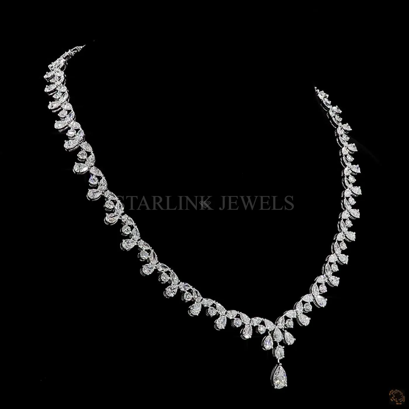 29.25 Ct Pear & Round Diamond Statement Necklace – view 4