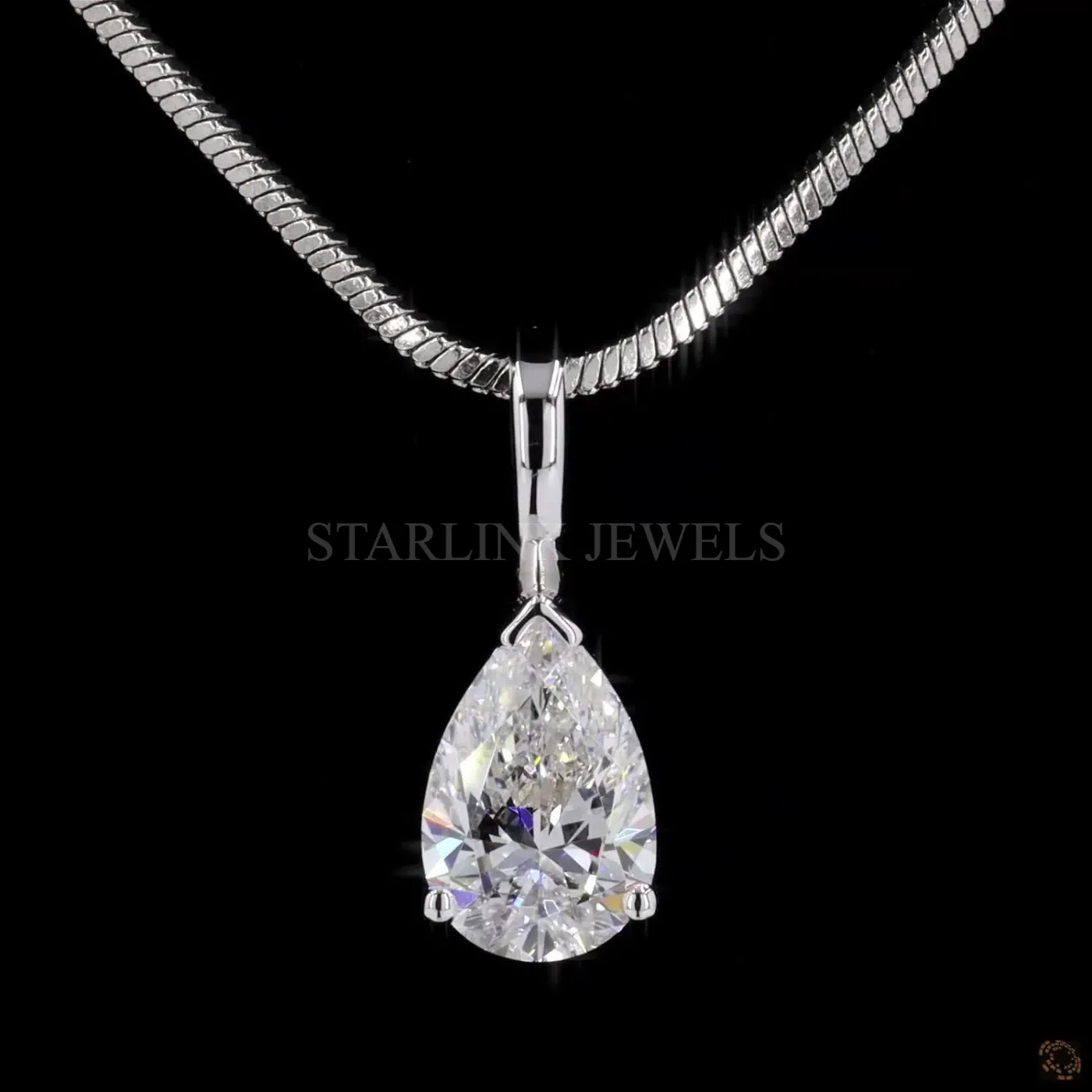 Pear Cut Solitaire Diamond Pendant – view 3