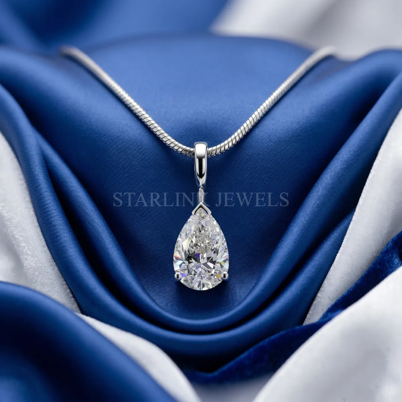 Pear Cut Solitaire Diamond Pendant – view 2