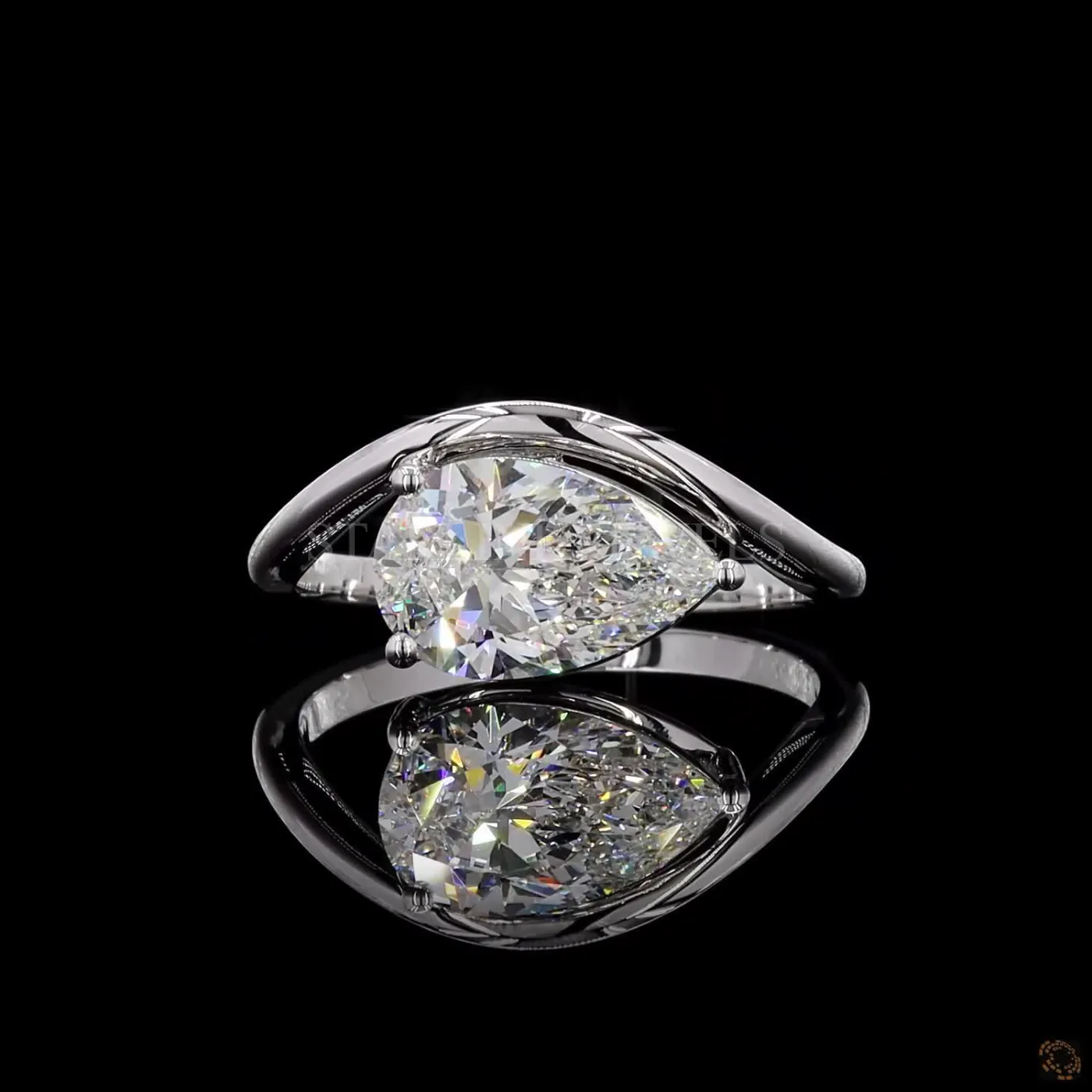 Pear Cut Solitaire Diamond Ring – view 3