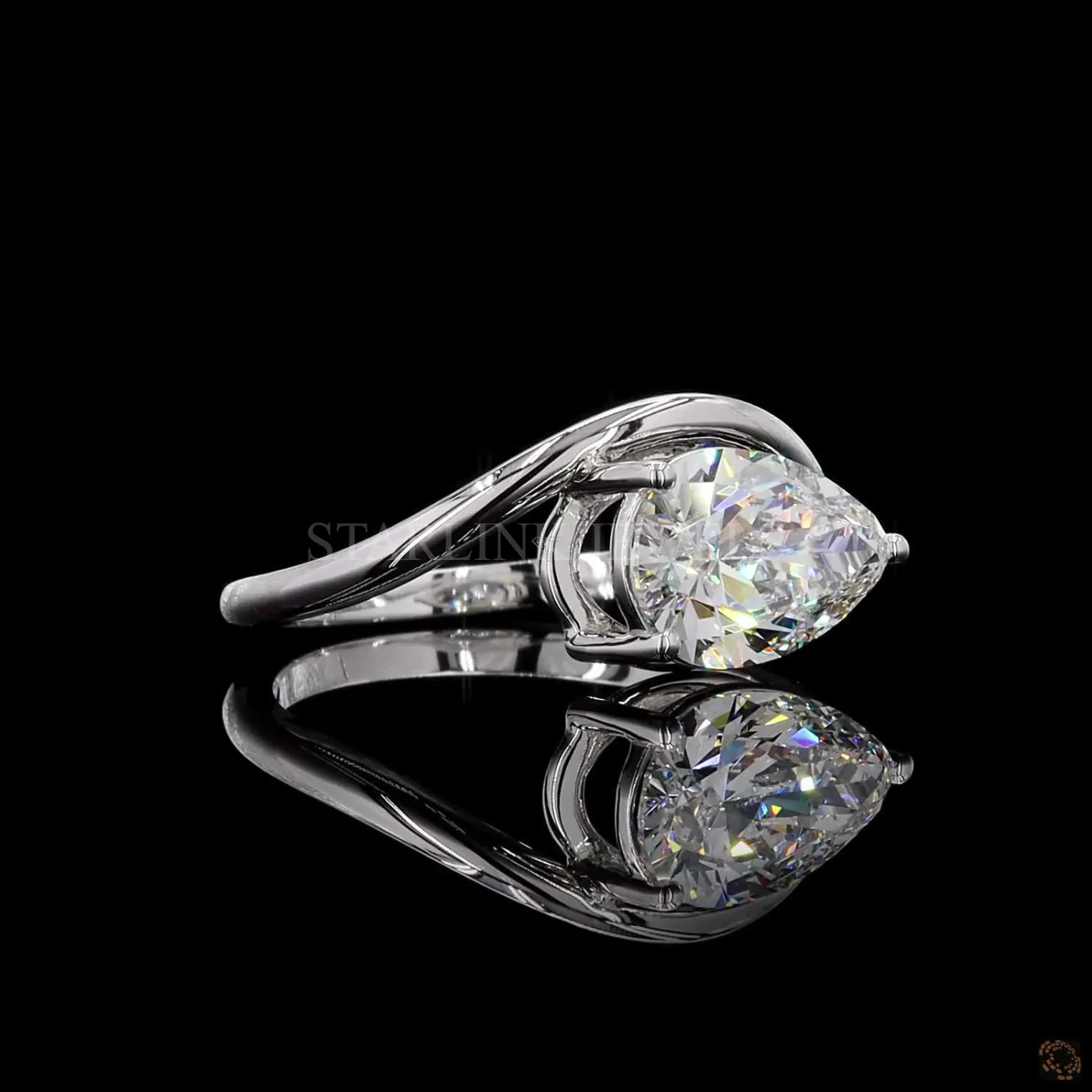 Pear Cut Solitaire Diamond Ring – view 4