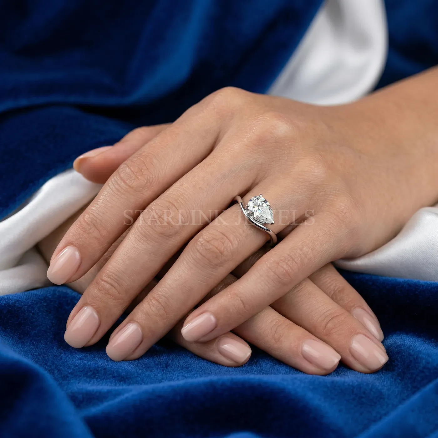Pear Cut Solitaire Diamond Ring – view 2