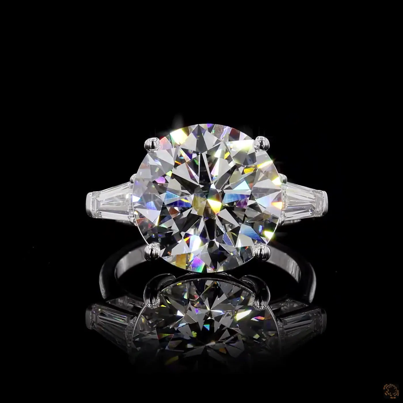 12.1 CT Round Diamond Three-Stone Ring – view 3