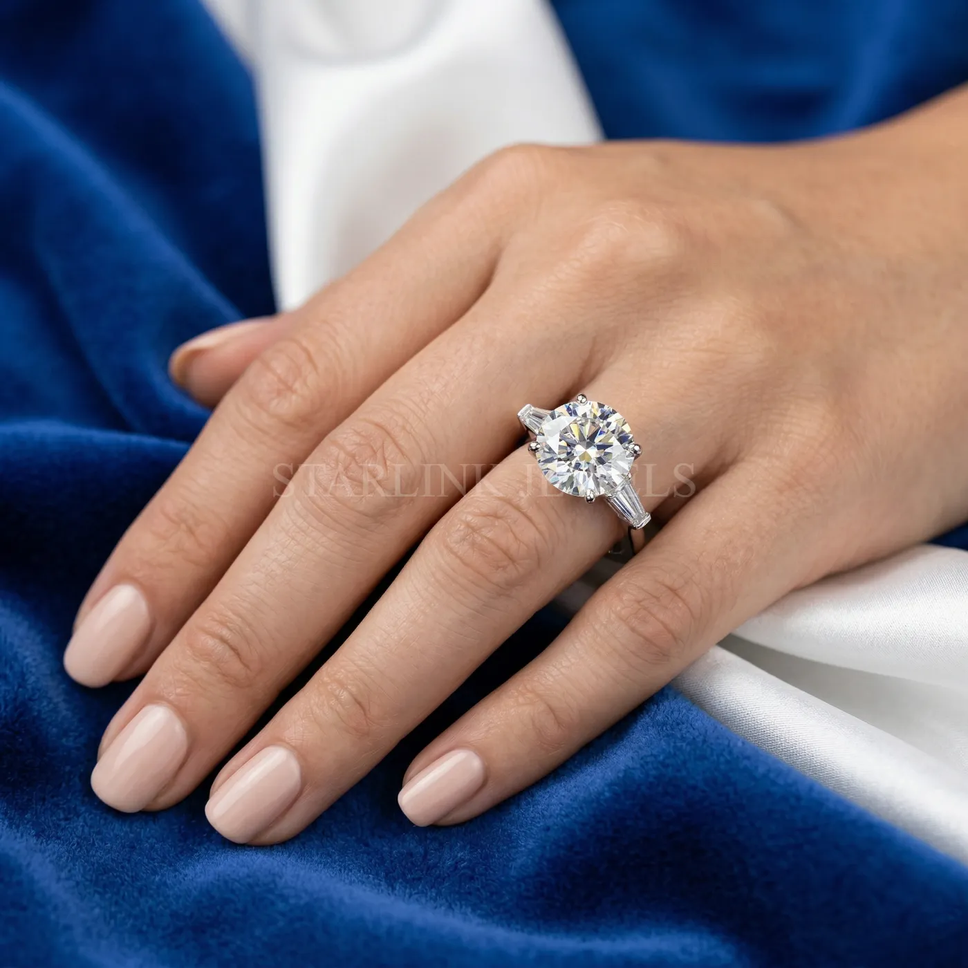 12.1 CT Round Diamond Three-Stone Ring – view 2