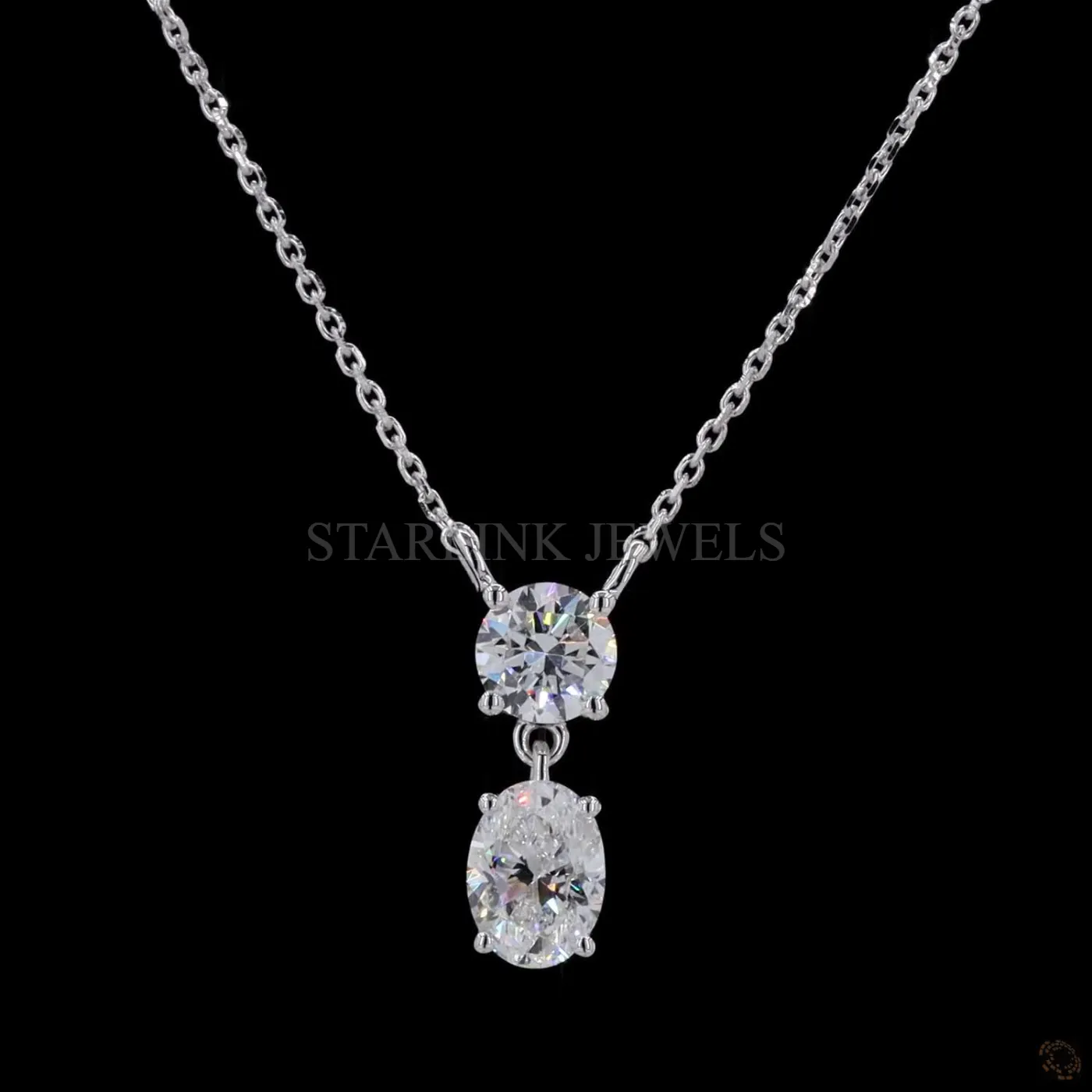 Oval & Round Two-Stone Diamond Pendant – view 3