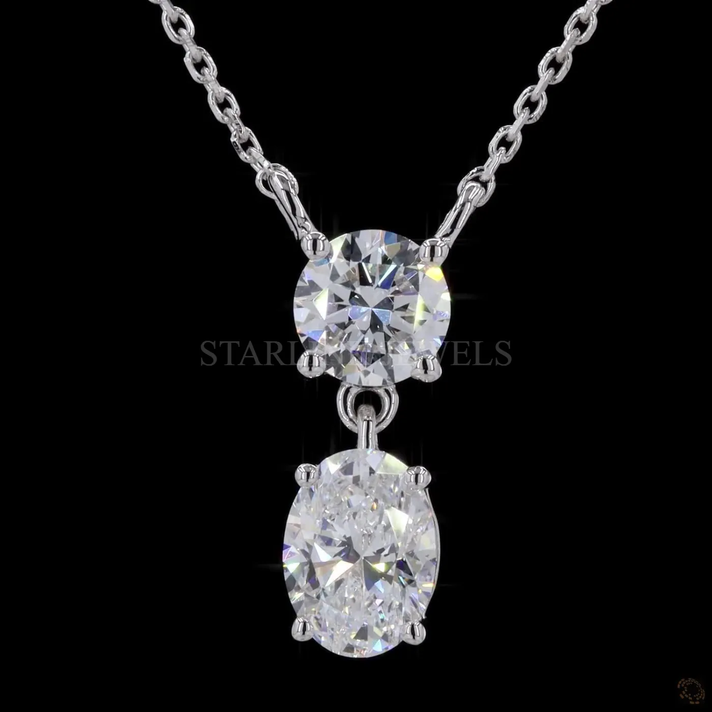 Oval & Round Two-Stone Diamond Pendant – view 4