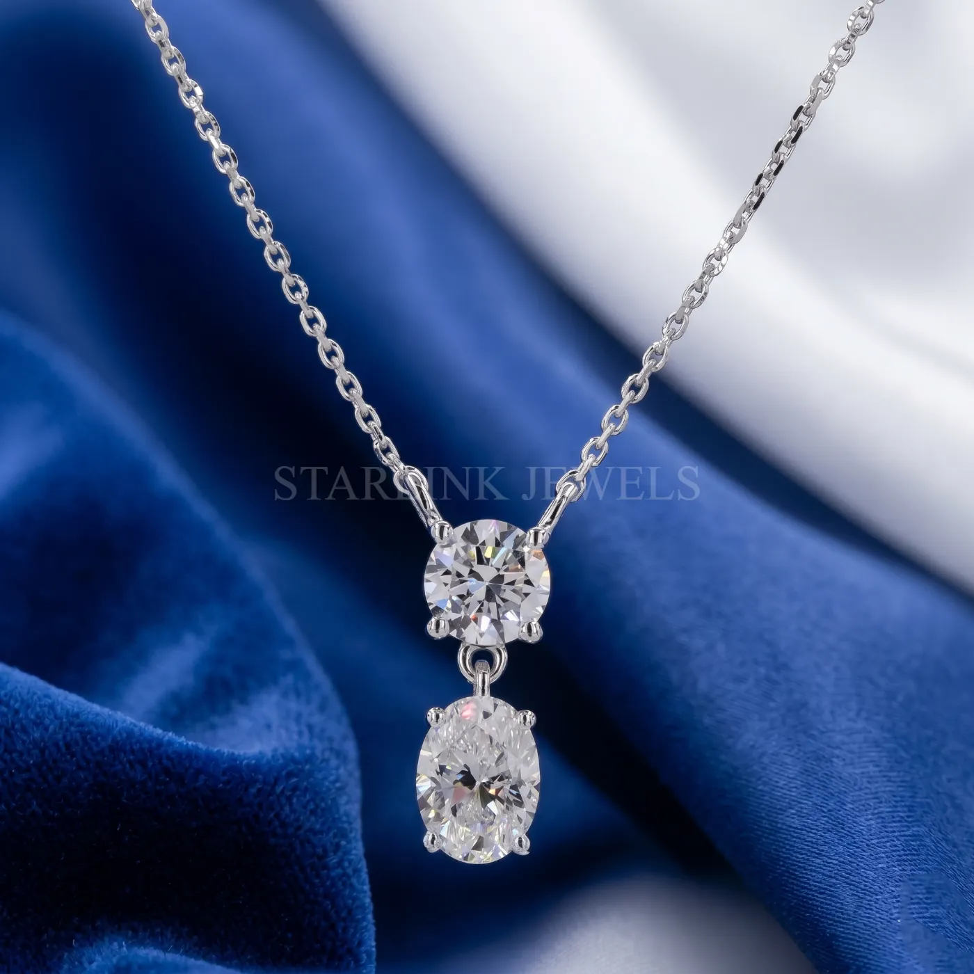 Oval & Round Two-Stone Diamond Pendant