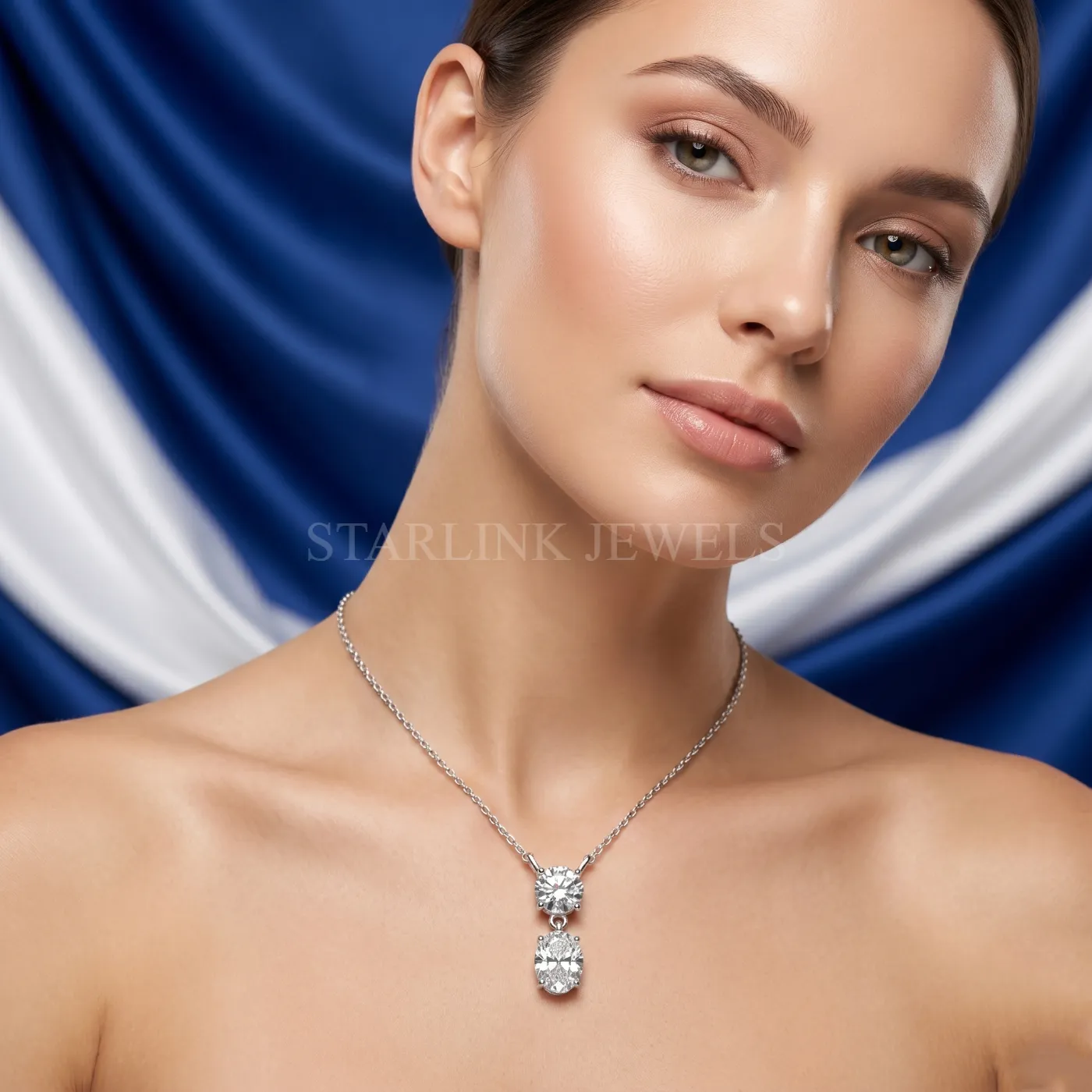 Oval & Round Two-Stone Diamond Pendant – view 2