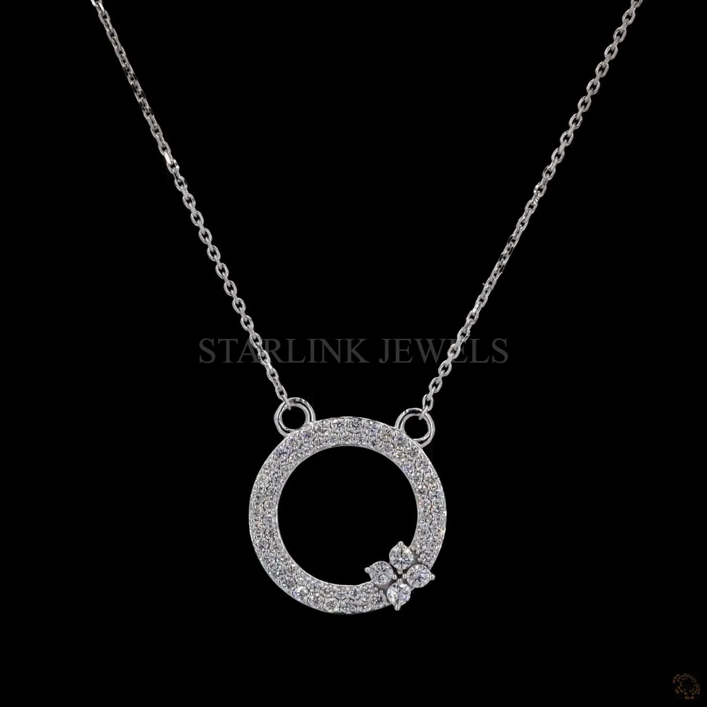 Round Diamond Floral Circle Pendant – view 2
