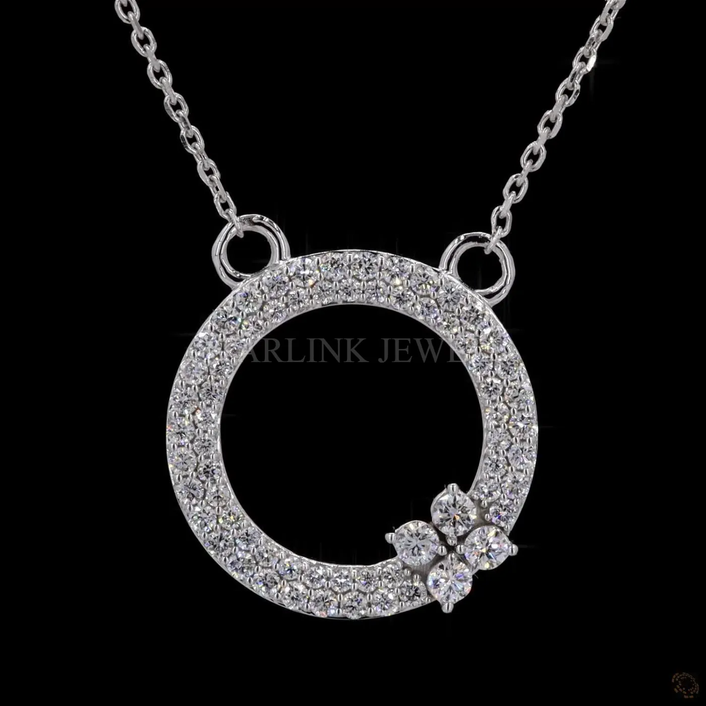 Round Diamond Floral Circle Pendant – view 4