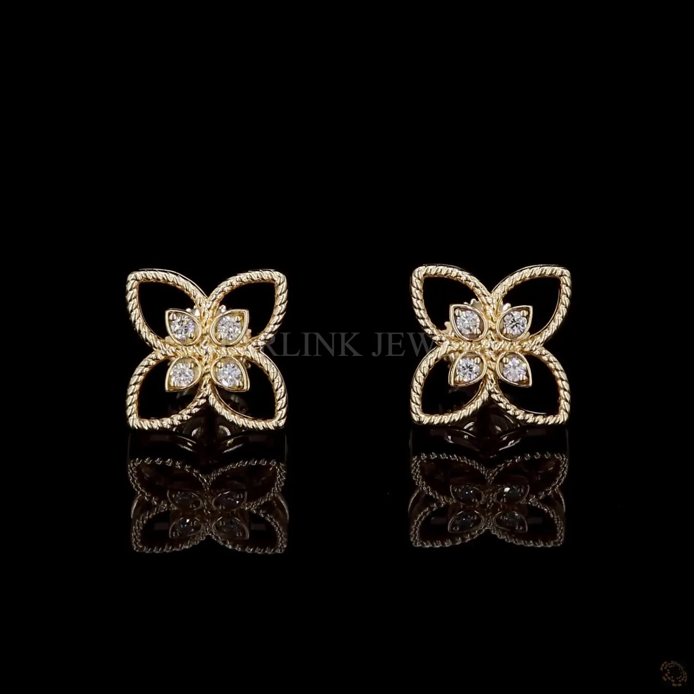 Floral Diamond Stud Earrings – view 3