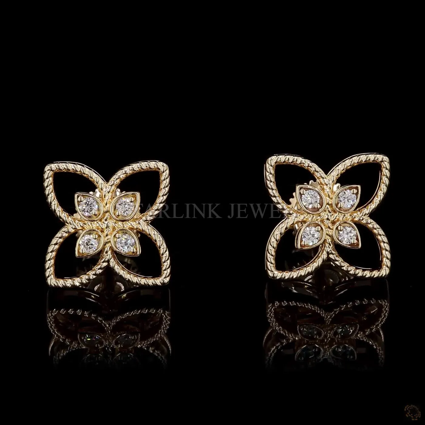 Floral Diamond Stud Earrings – view 4