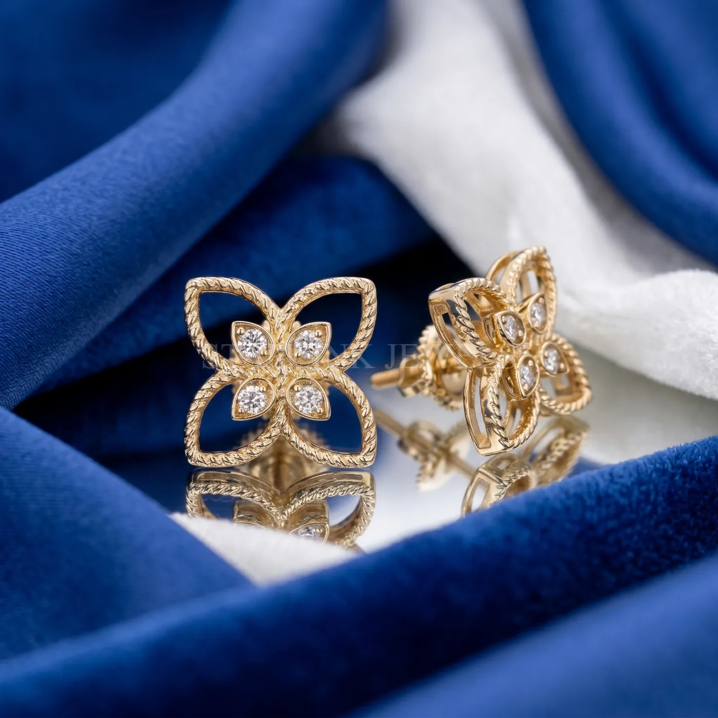 Floral Diamond Stud Earrings