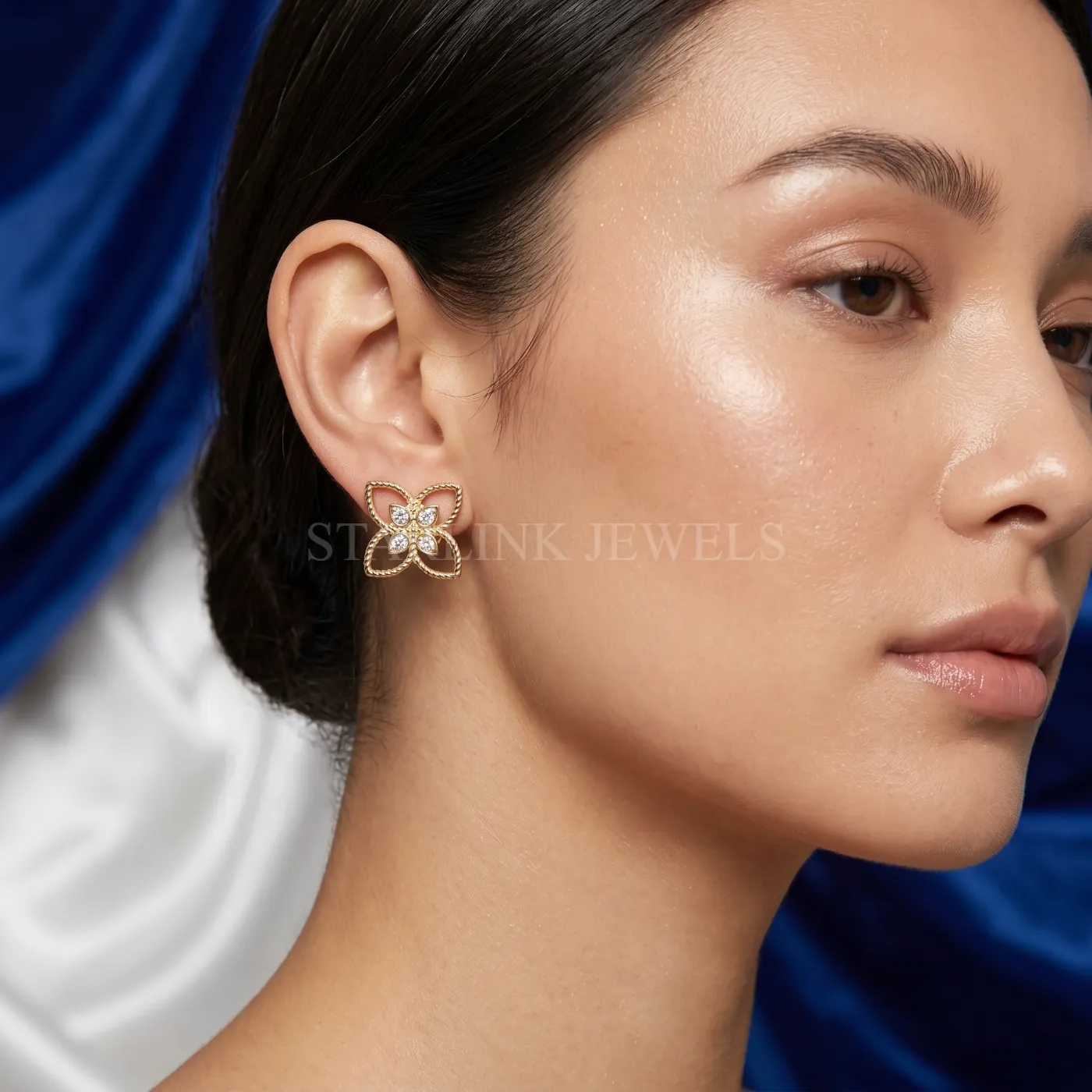 Floral Diamond Stud Earrings – view 2