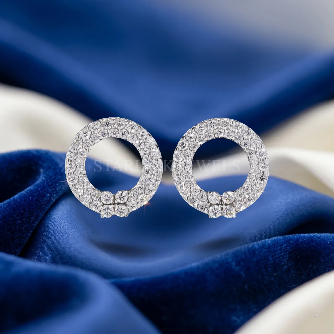 Round Diamond Halo Hoop Earrings