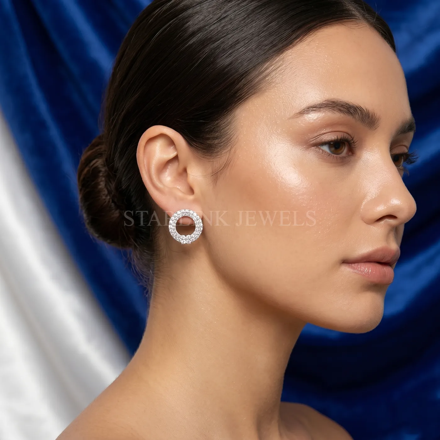 Round Diamond Halo Hoop Earrings – view 2