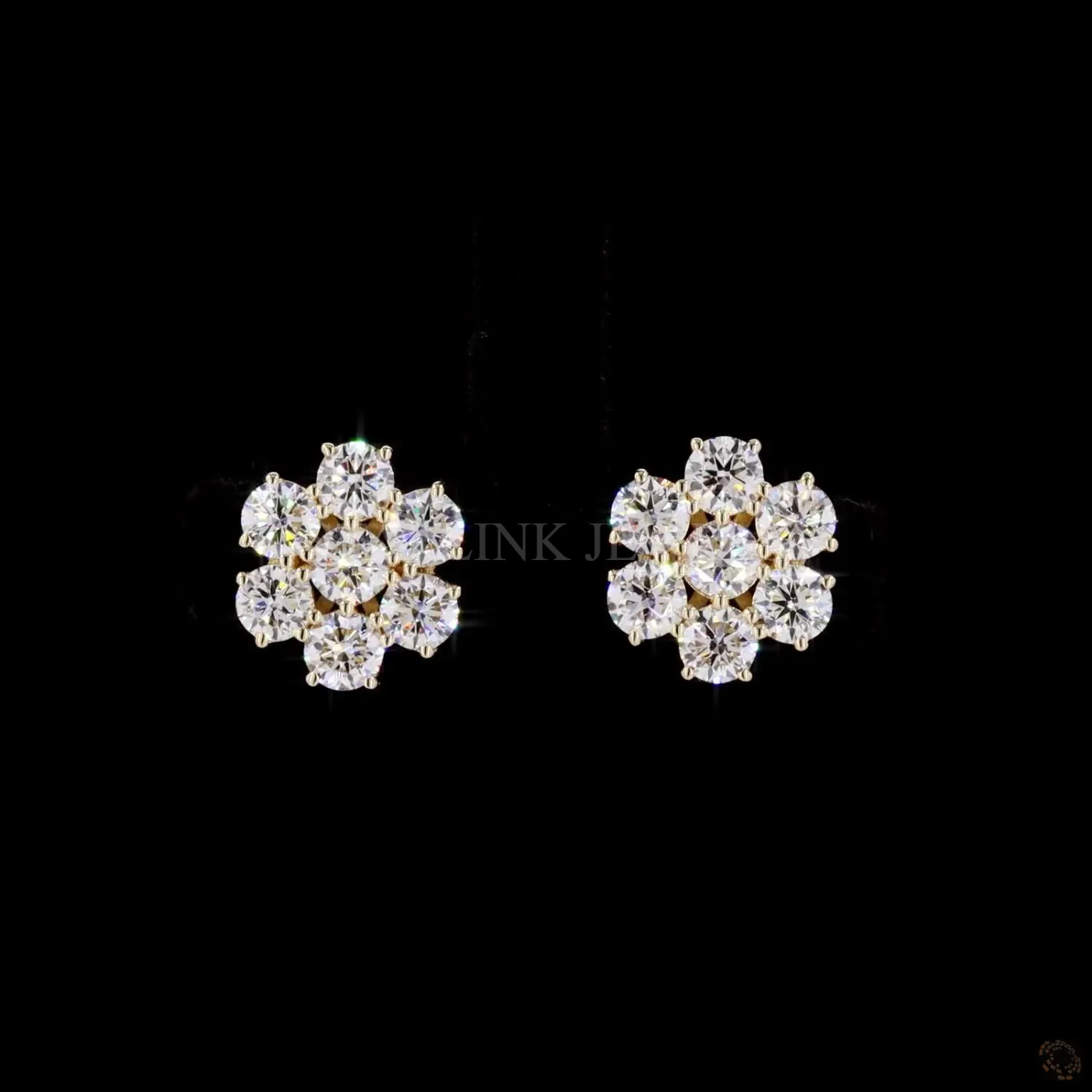 Round Diamond Cluster Stud Earrings – view 3