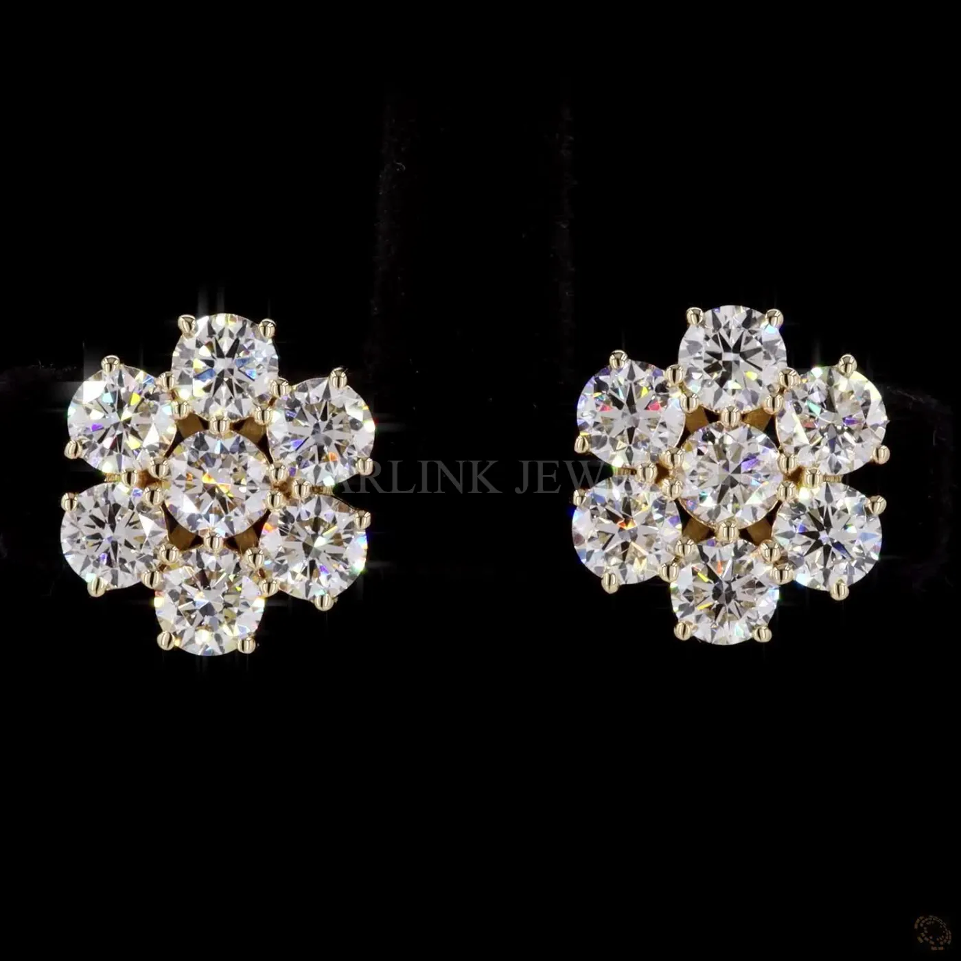 Round Diamond Cluster Stud Earrings – view 4