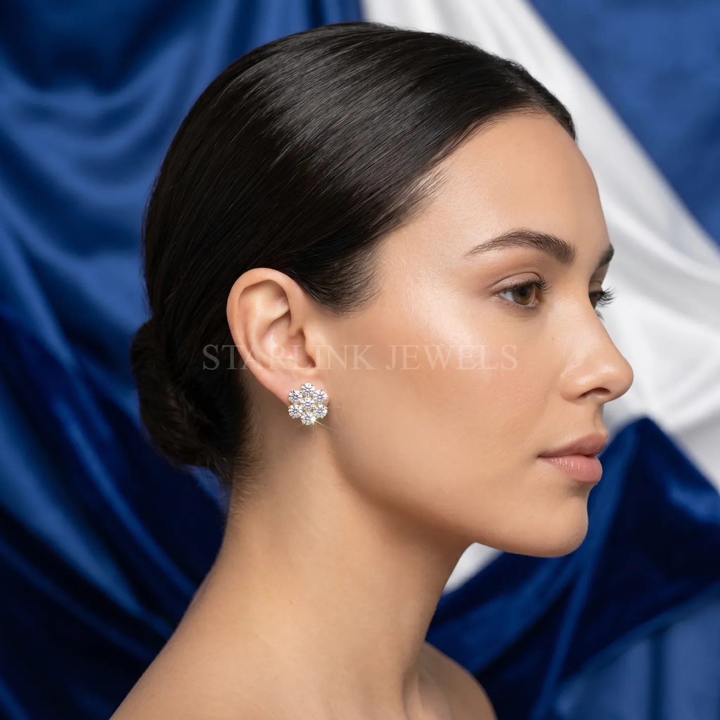 Round Diamond Cluster Stud Earrings – view 2