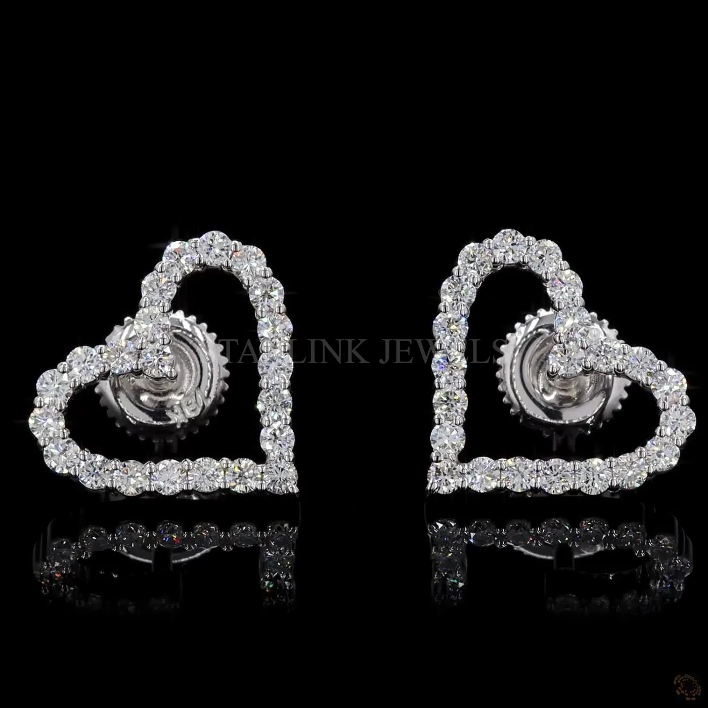 Heart Shape Round Diamond Stud Earrings – view 3