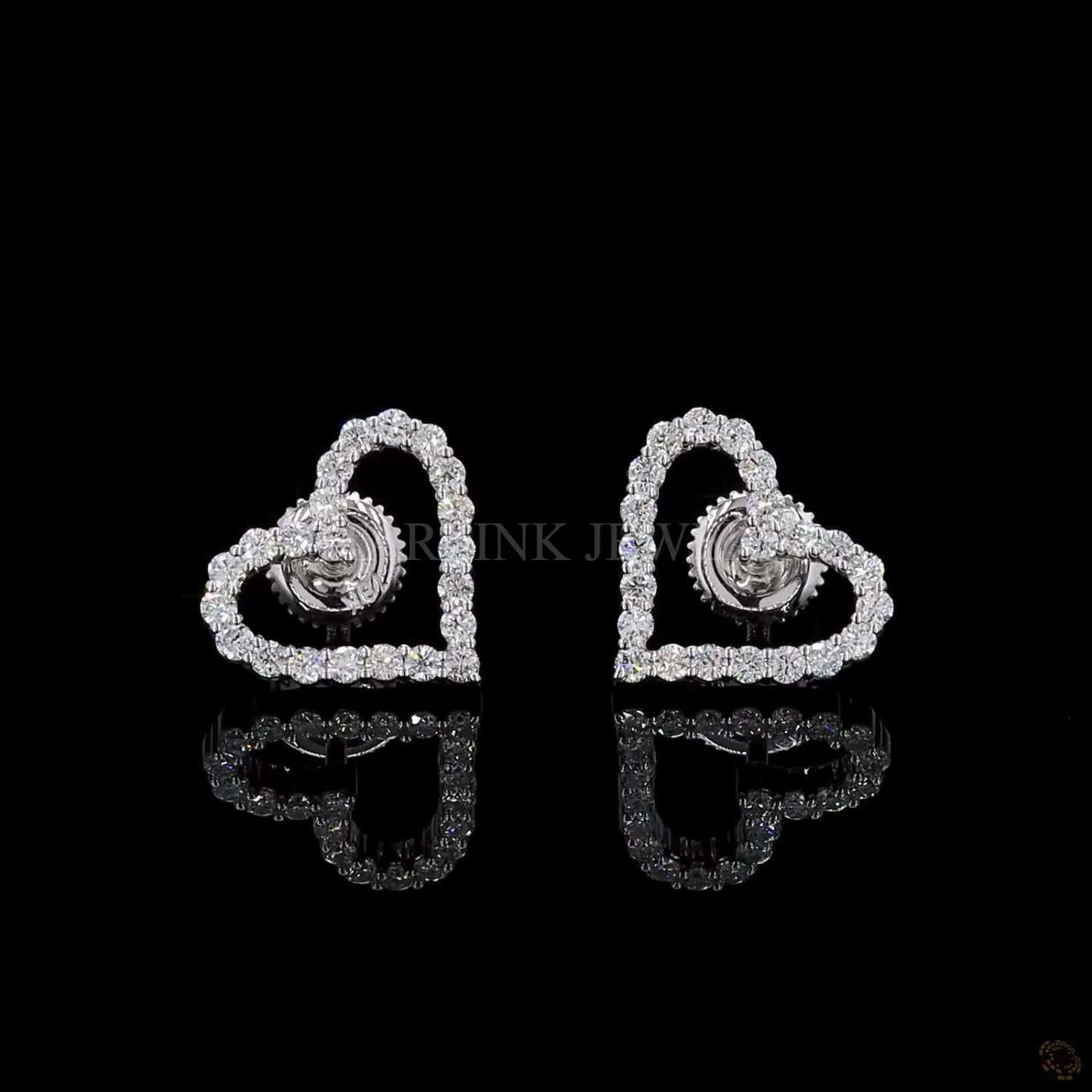 Heart Shape Round Diamond Stud Earrings – view 4