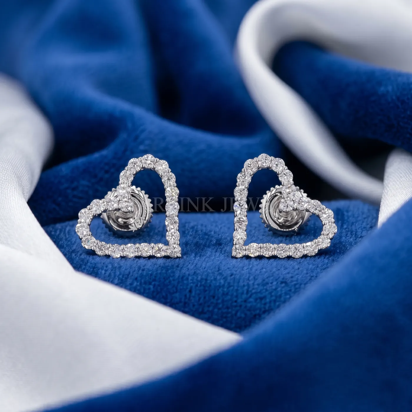 Heart Shape Round Diamond Stud Earrings