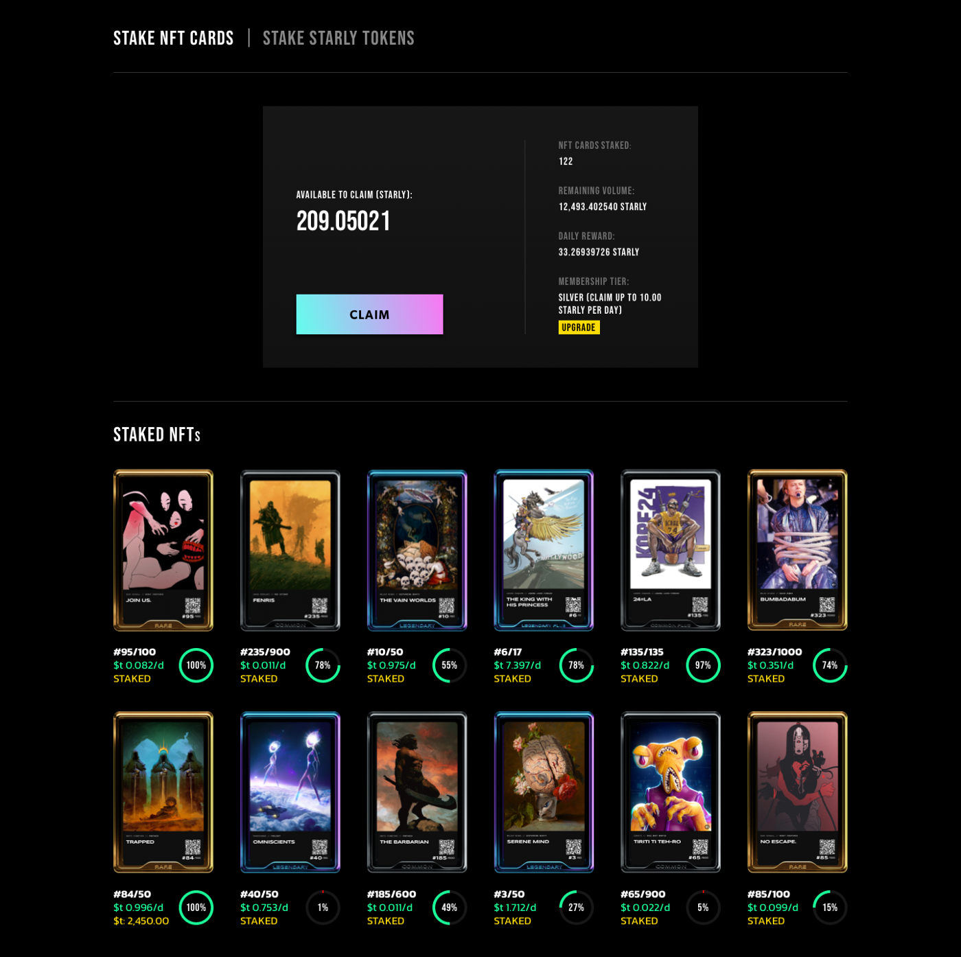 Stake NFT cards