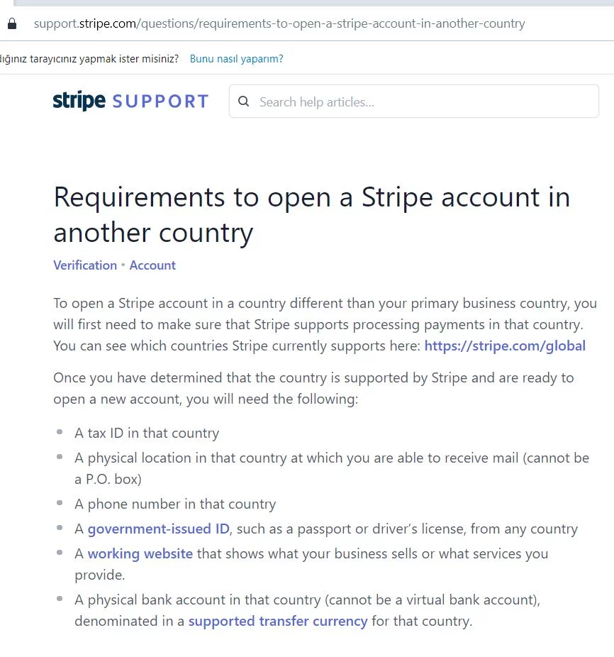 Stripe Hesap Açma