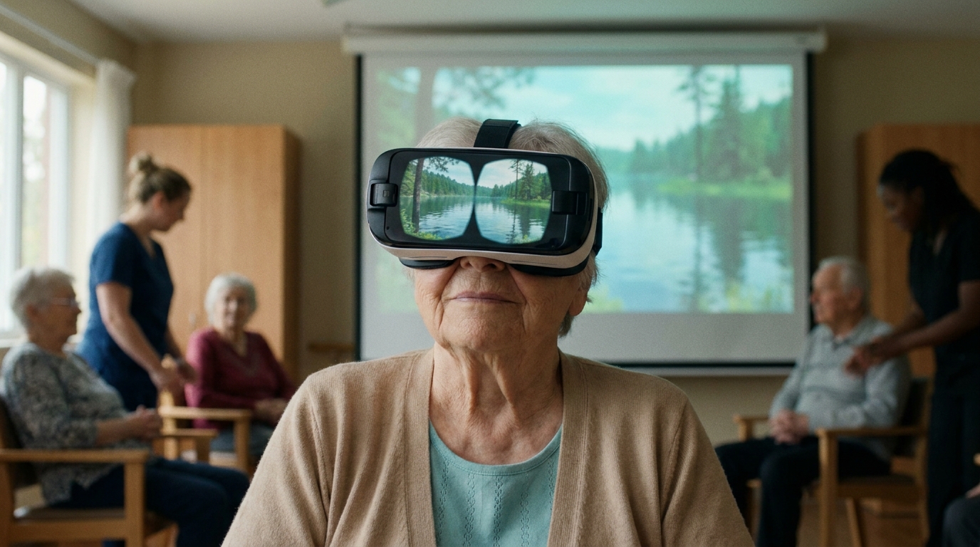 Un aine immerge dans un paysage naturel virtuel apaisant