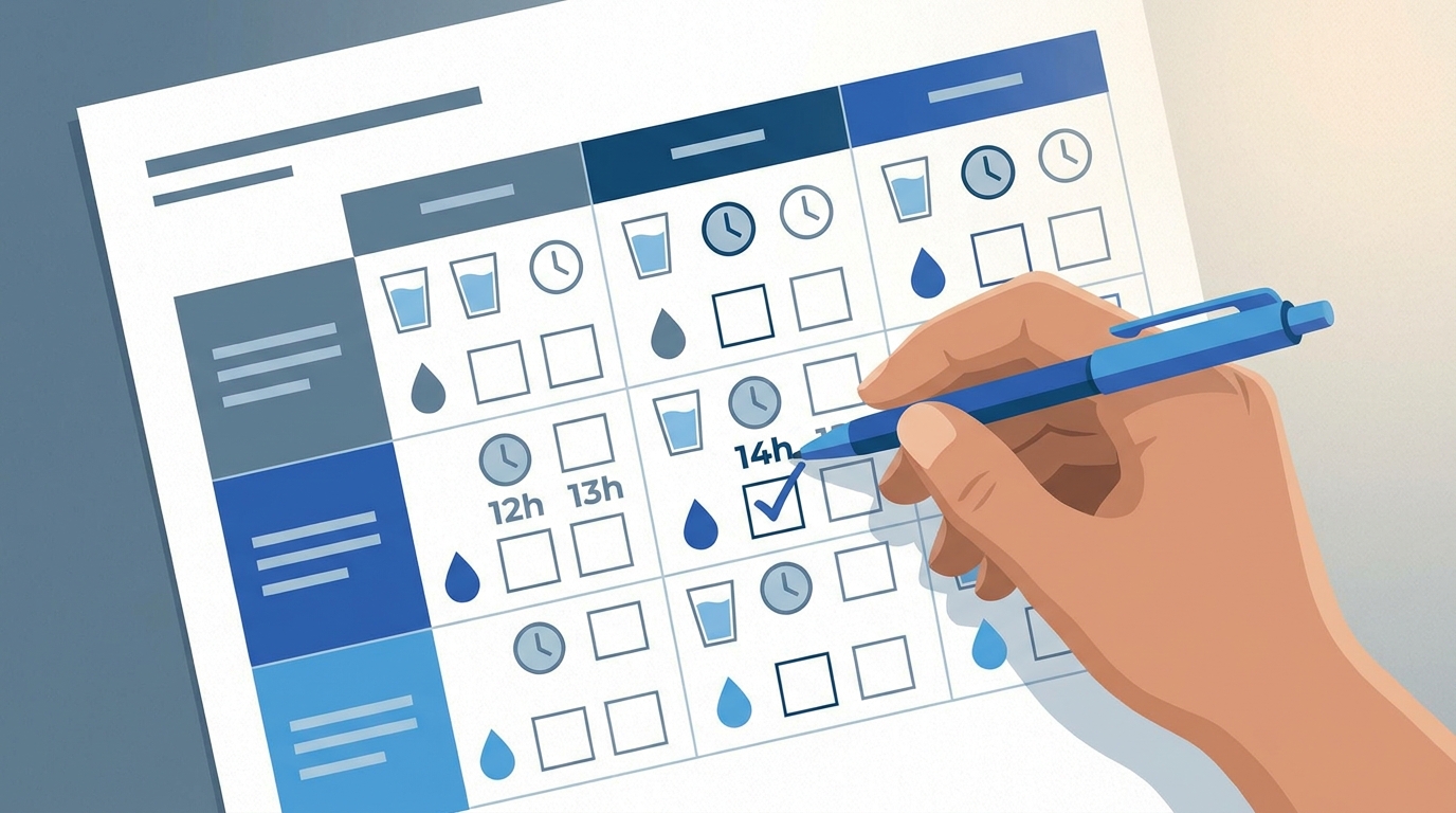 Illustration d'un calendrier mictionnel sur trois jours