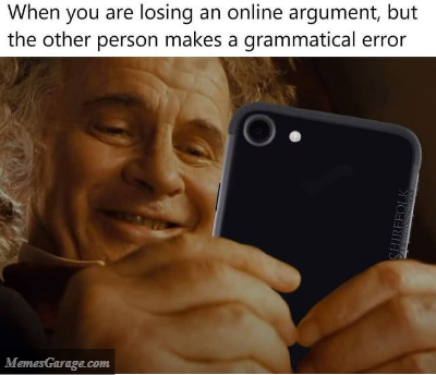 When You Are Losing An Online Argument, But The Other Person Makes A Grammatical Error