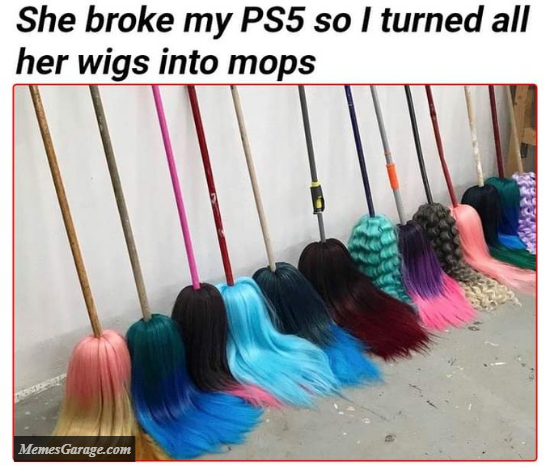 She Broke My Ps5 So I Turned All Her Wigs Into Mops Meme
