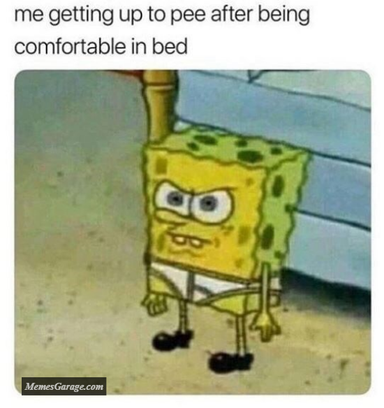 Me Getting Up To Pee After Being Comfortable In Bed