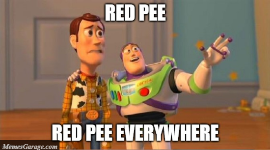 Red Pee, Red Pee Everywhere Meme