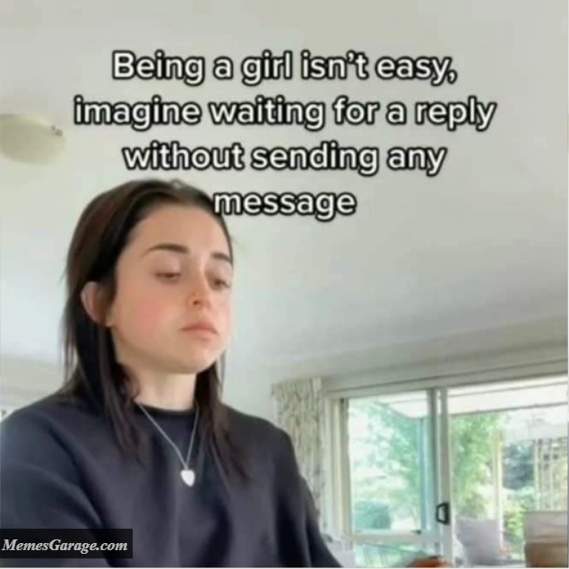 Being A Girl Isn't Easy, Imagine Waiting For A Reply Without Sending Any Message Meme