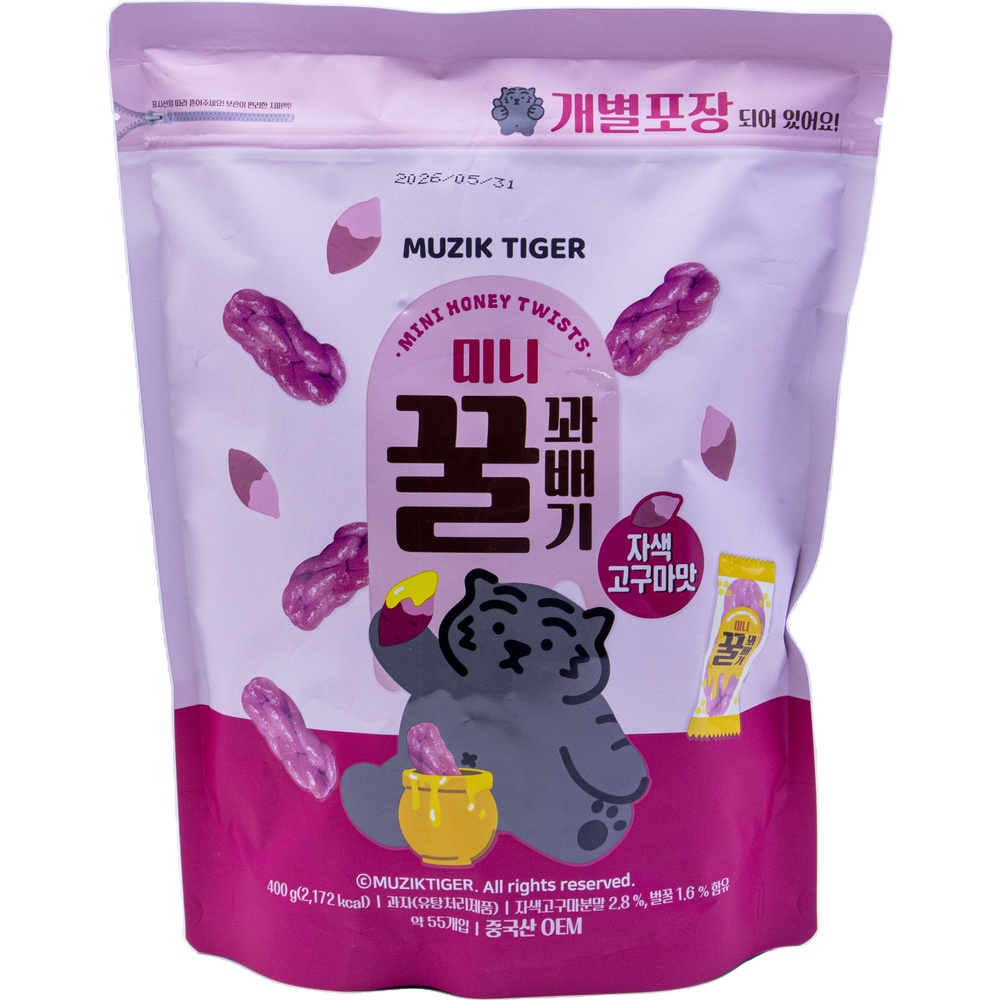 효성인터내셔날 무직타이거 미니 꿀 꽈배기 자색 고구마맛 7.3g