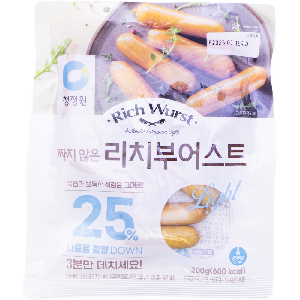 대상 청정원 짜지 않은 리치부어스트 200g