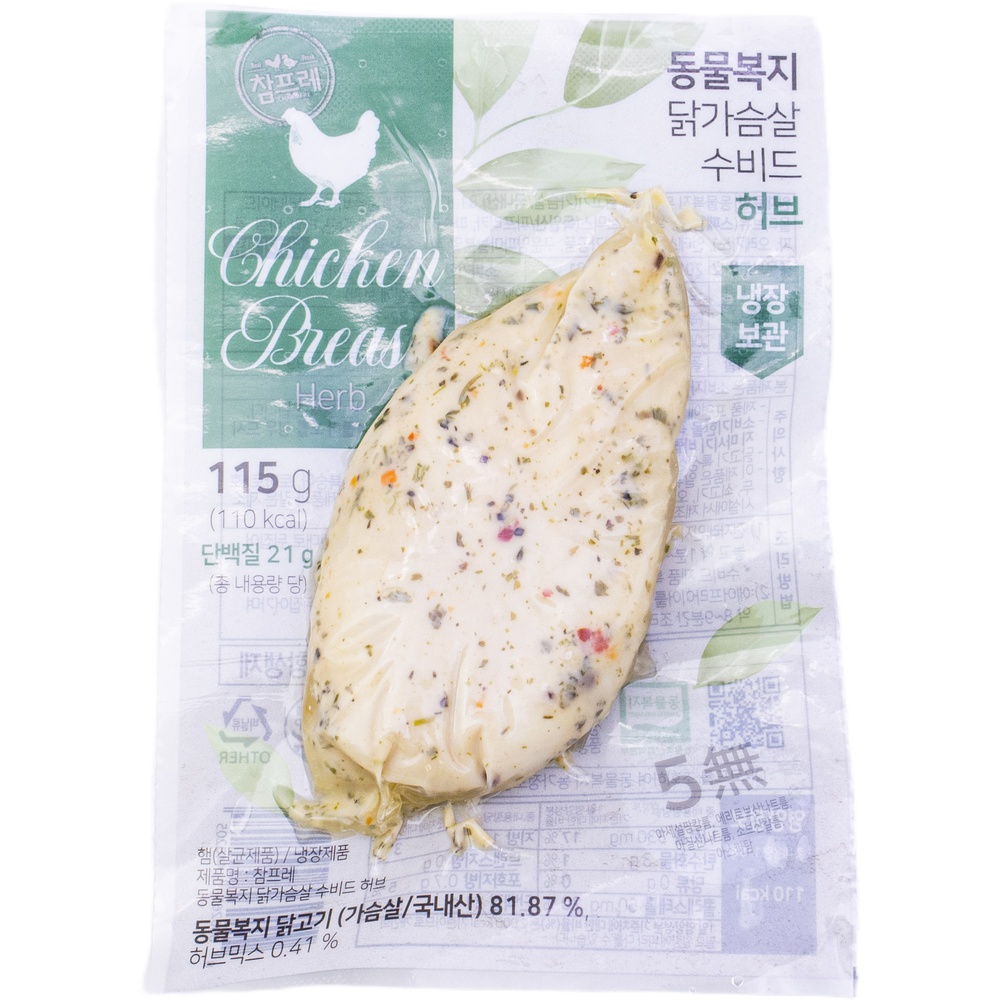 참프레 동물복지 닭가슴살 수비드 허브 115g
