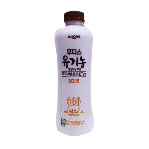 일동후디스 유기농 청정목장 저지방 우유 750ml