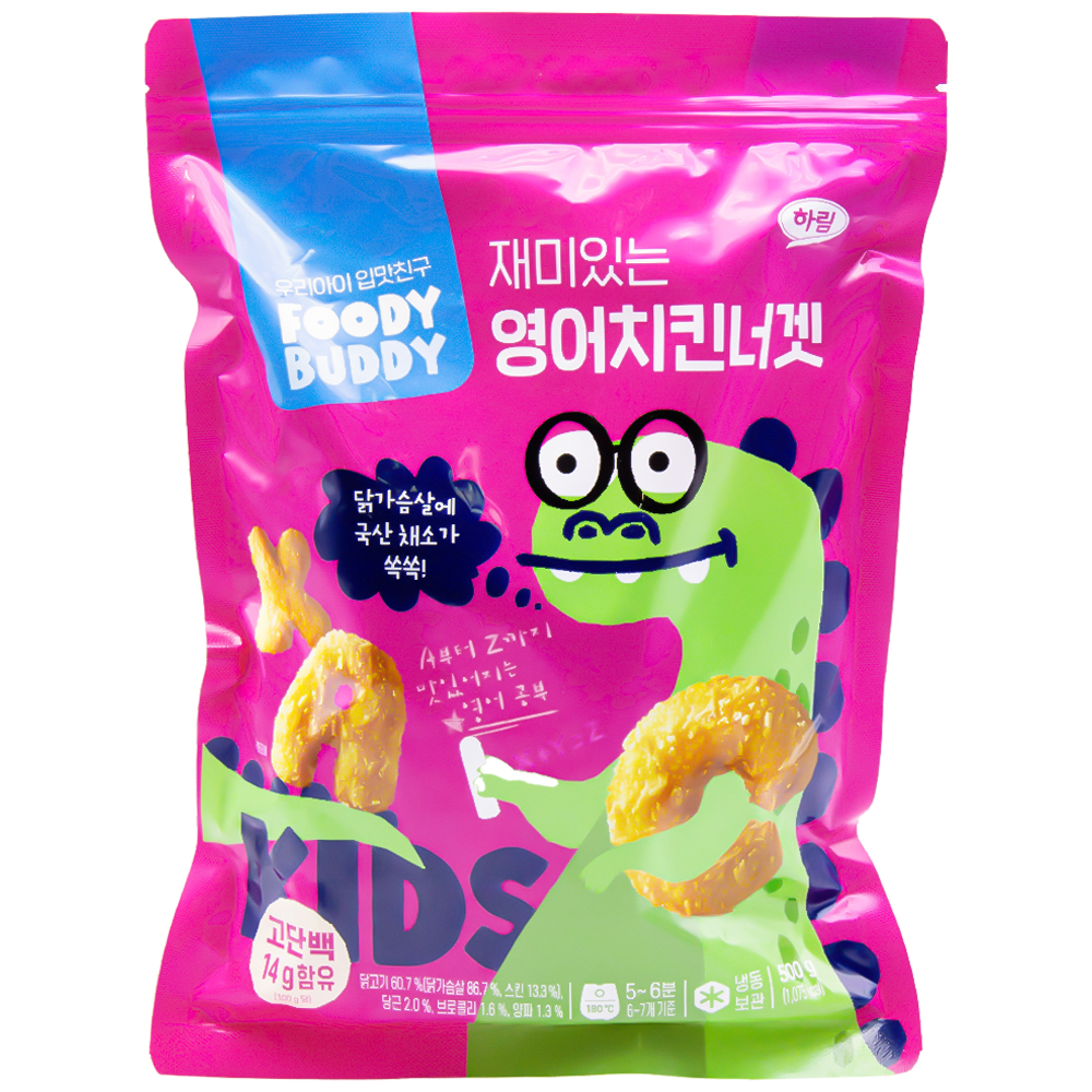 하림 푸디버디 재미있는 영어치킨너겟 500g