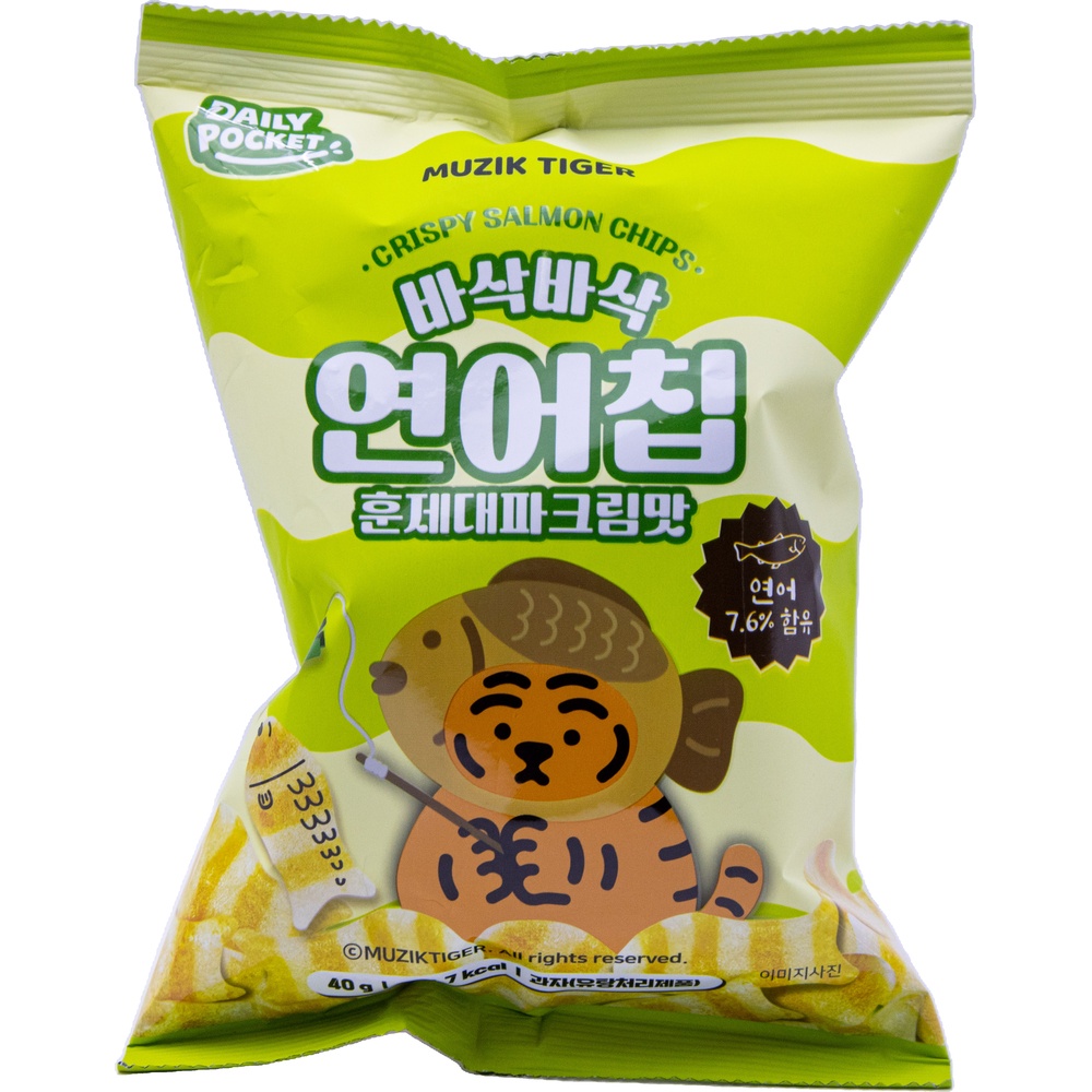 효성인터내셔날 무직타이거 바삭바삭 연어칩 훈제대파크림맛 40g