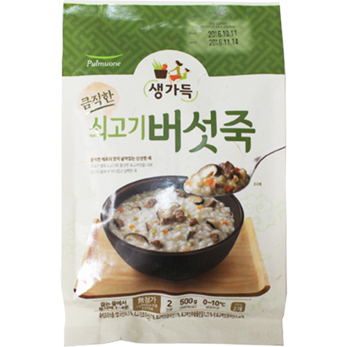 풀무원 생가득 큼직한 쇠고기버섯죽 500g