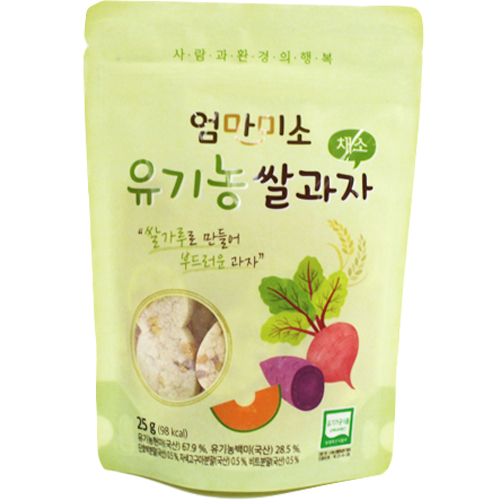진터식품 엄마미소 유기농쌀과자 채소 25g