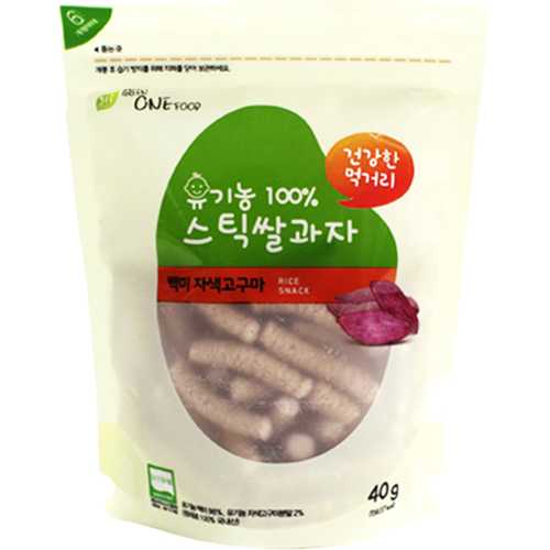 그린원푸드 유기농 백미 자색고구마 스틱쌀과자 40g