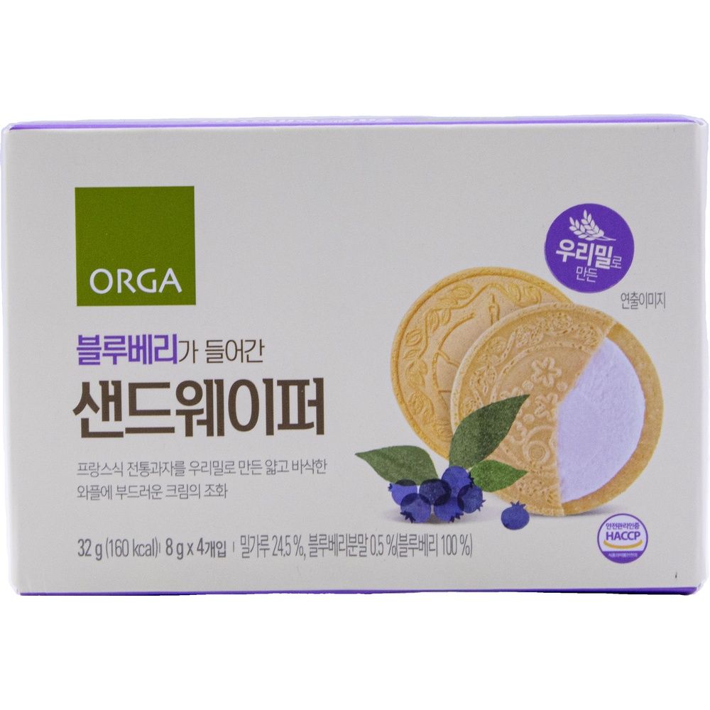 풀무원 올가 블루베리가 들어간 샌드웨이퍼 8g