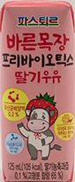 롯데푸드 파스퇴르 바른목장 프리바이오틱스 딸기우유 125ml
