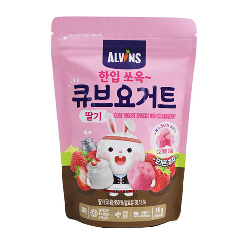 엘빈즈 한입 쏘옥 큐브요거트 딸기 16g