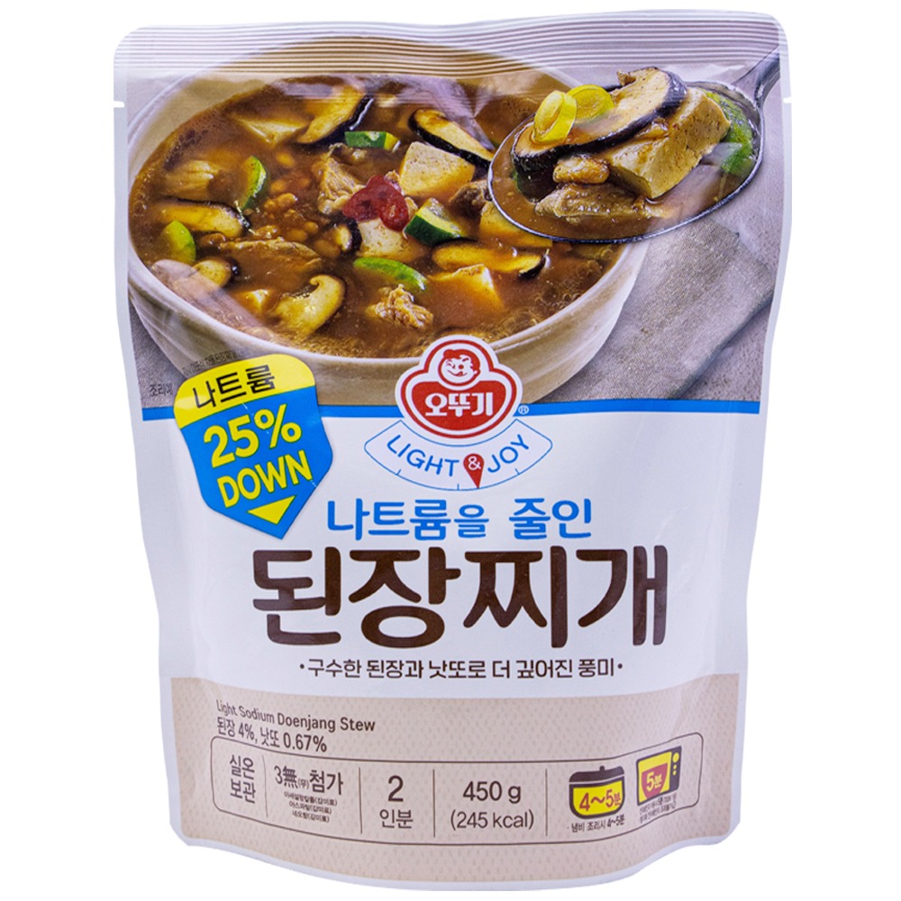 오뚜기 나트륨을 줄인 된장찌개 나트륨 25% 감소 450g